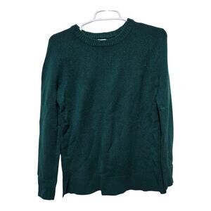 J Crew Factory Green Crewneck Sweater Small Classic Knit Pullover